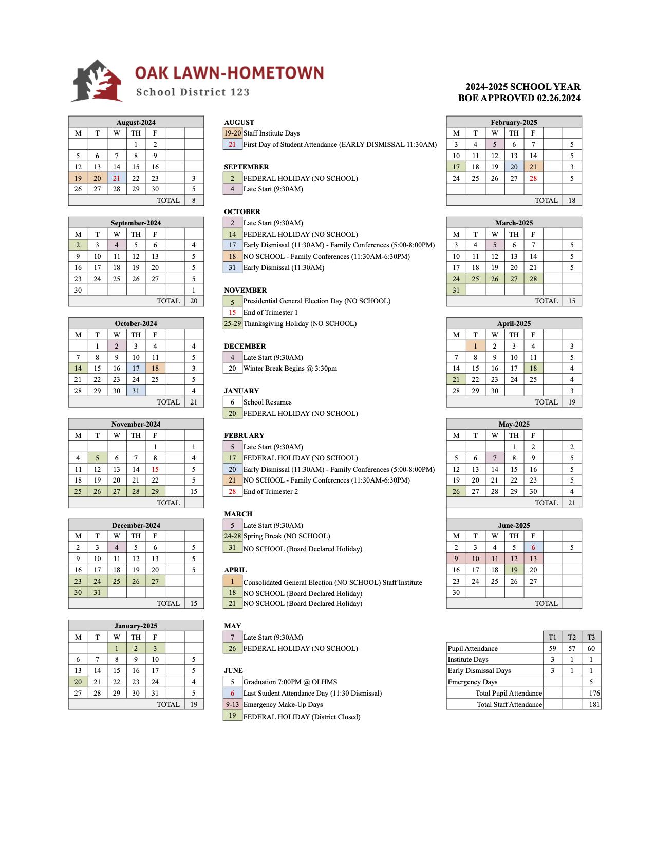 2024-25 Approved Calendar